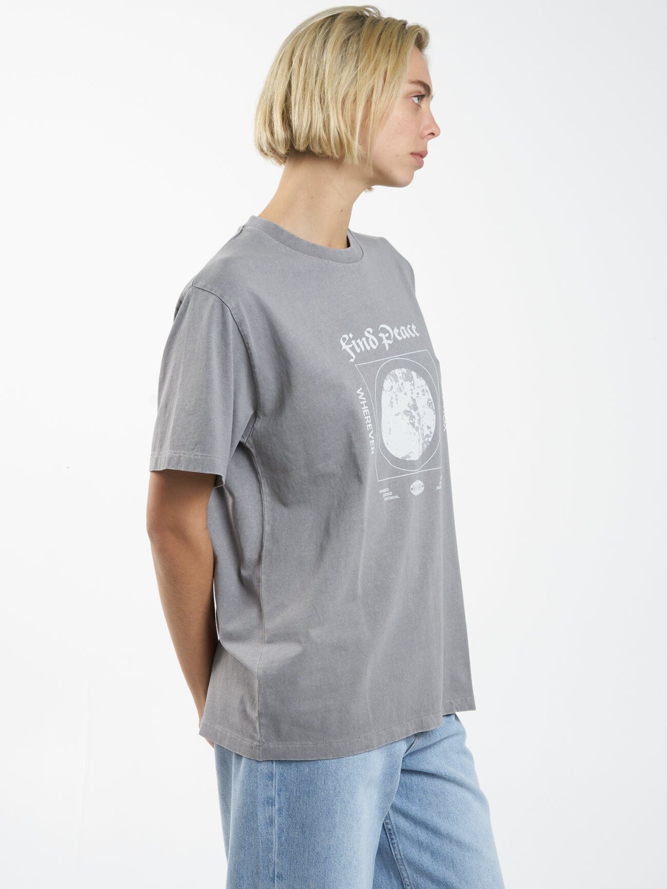 Find Peace Merch Fit Tee - Washed Gray