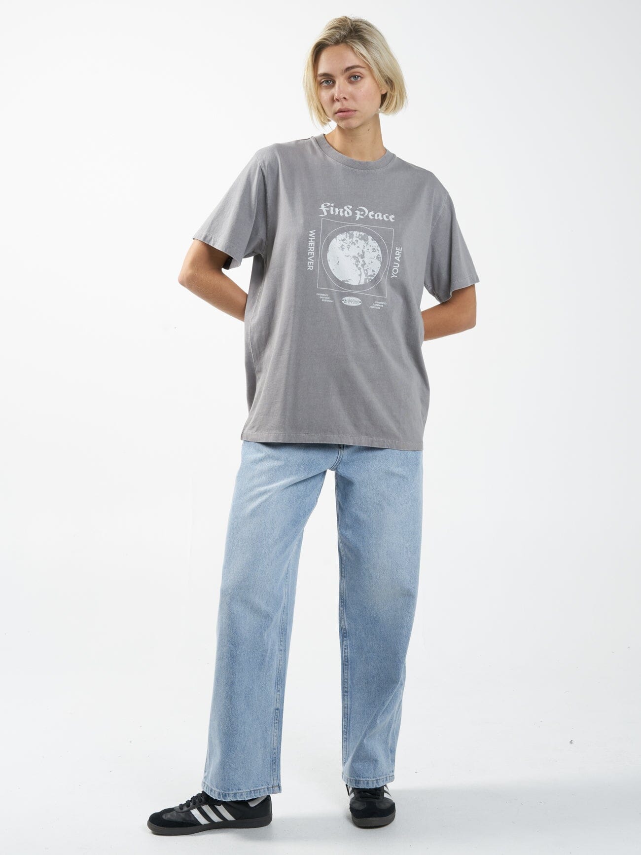 Find Peace Merch Fit Tee - Washed Gray