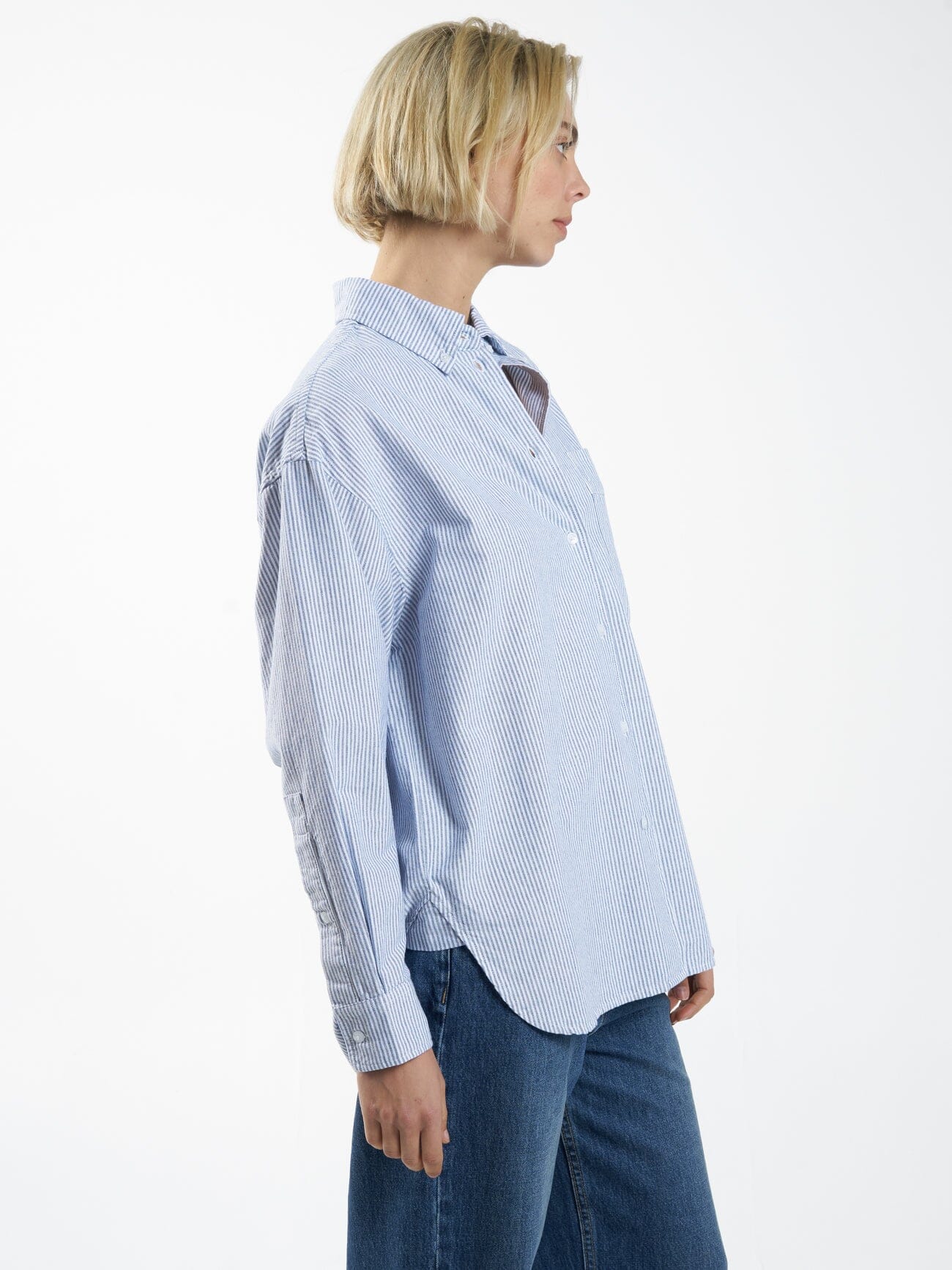 Maxwell Oxford Oversized Shirt - Royal Blue Stripe