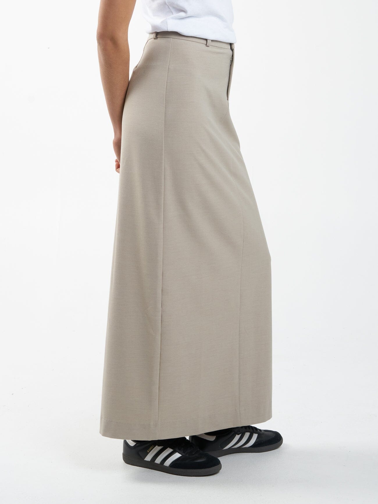 Column Suiting Skirt - Stone