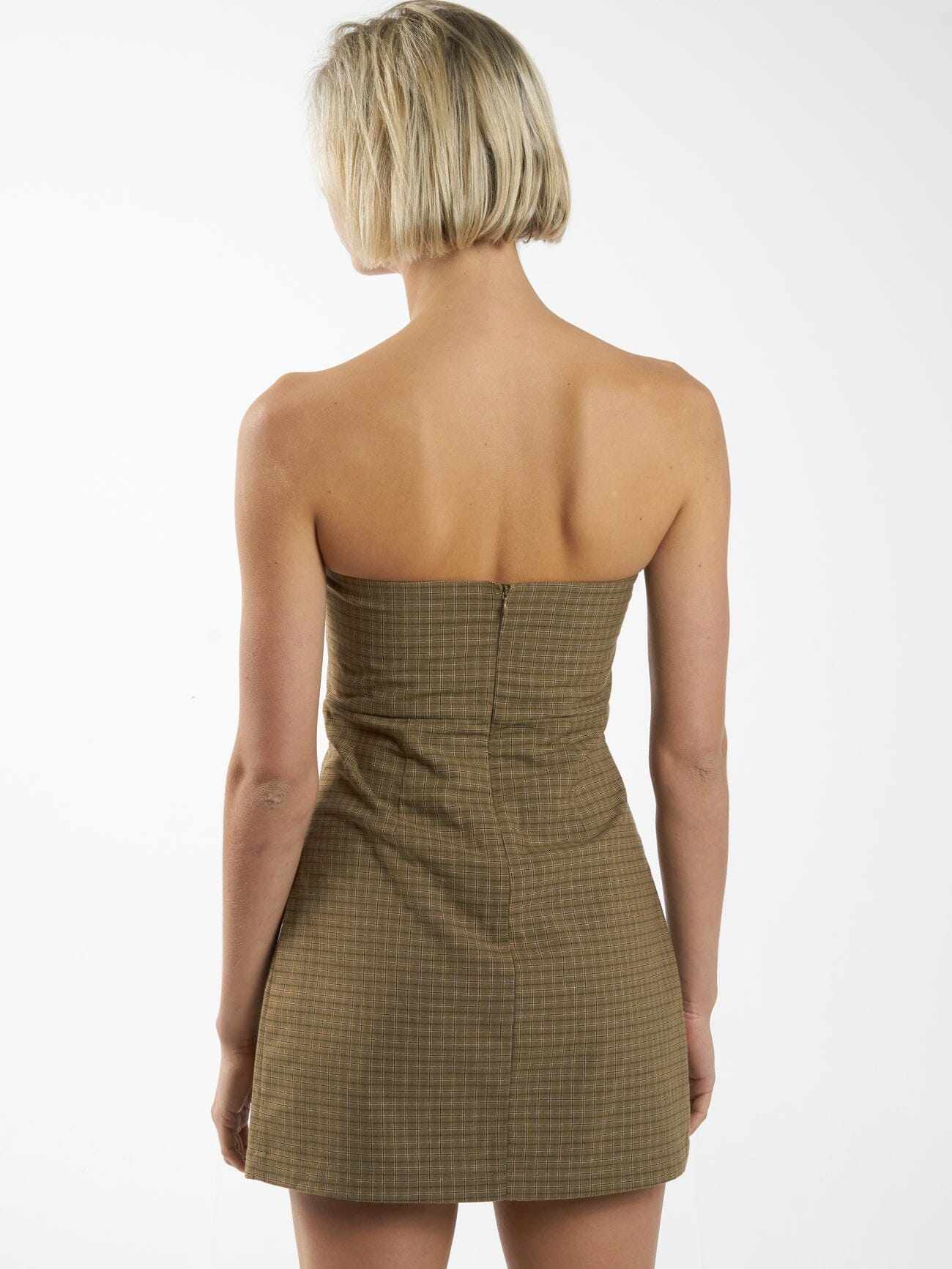 Dawson Plaid Dress - Mustard Gold