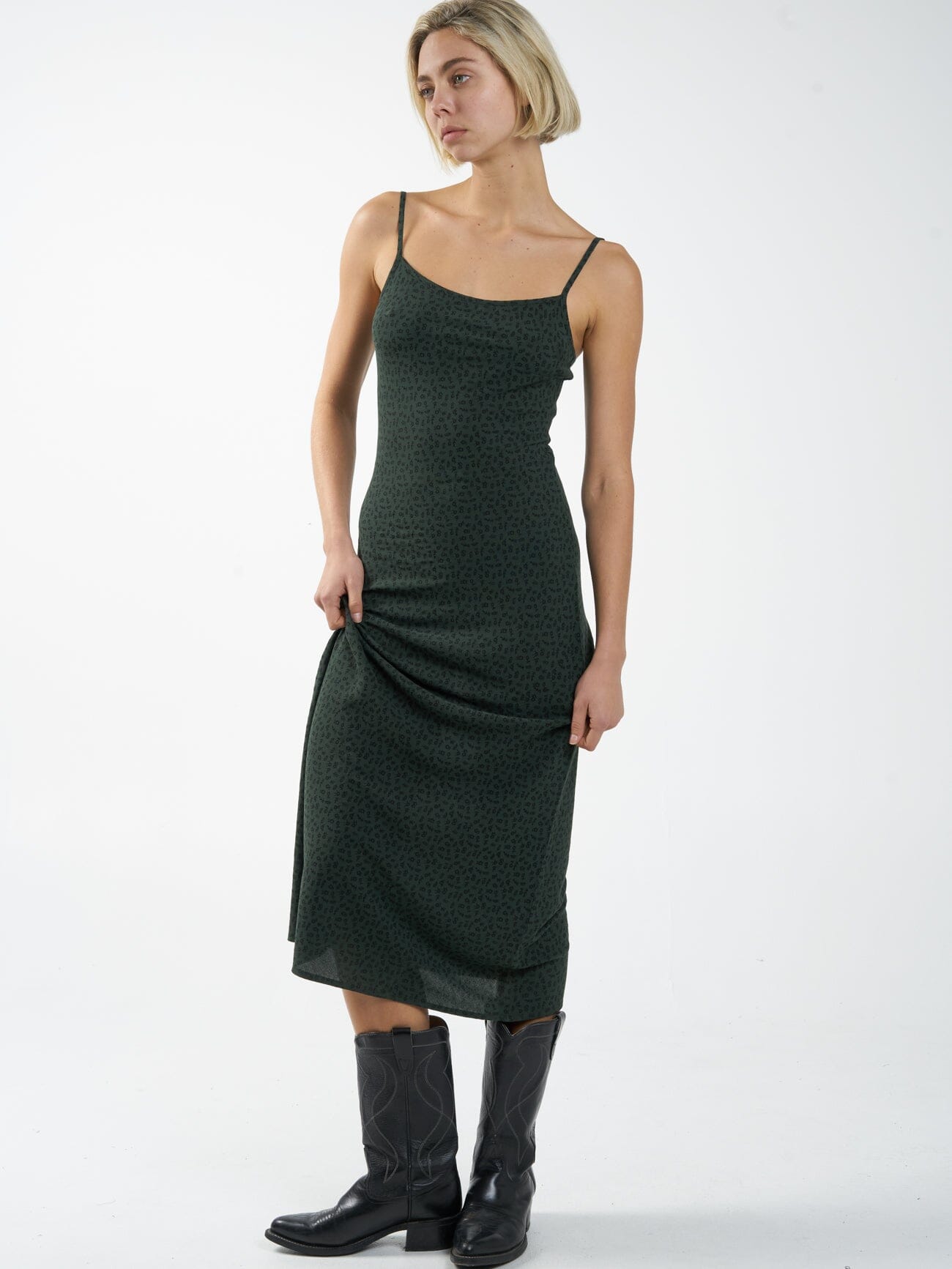 Cassia Bias Dress - Deep Forest