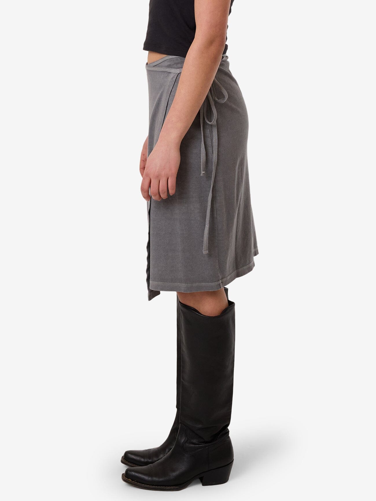 Hemp Wrap Midi Skirt - Grey Ash 4