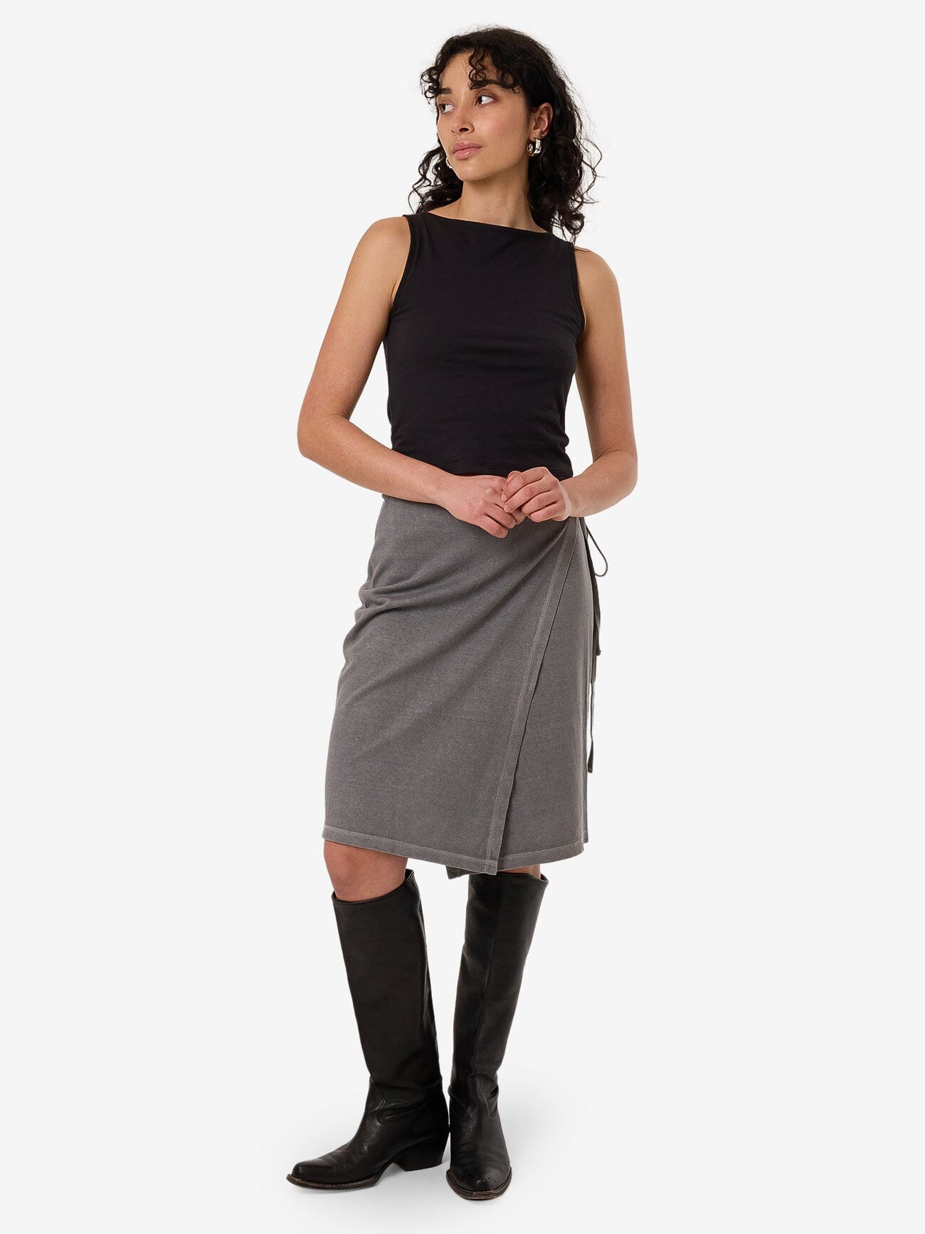Hemp Wrap Midi Skirt - Grey Ash 4