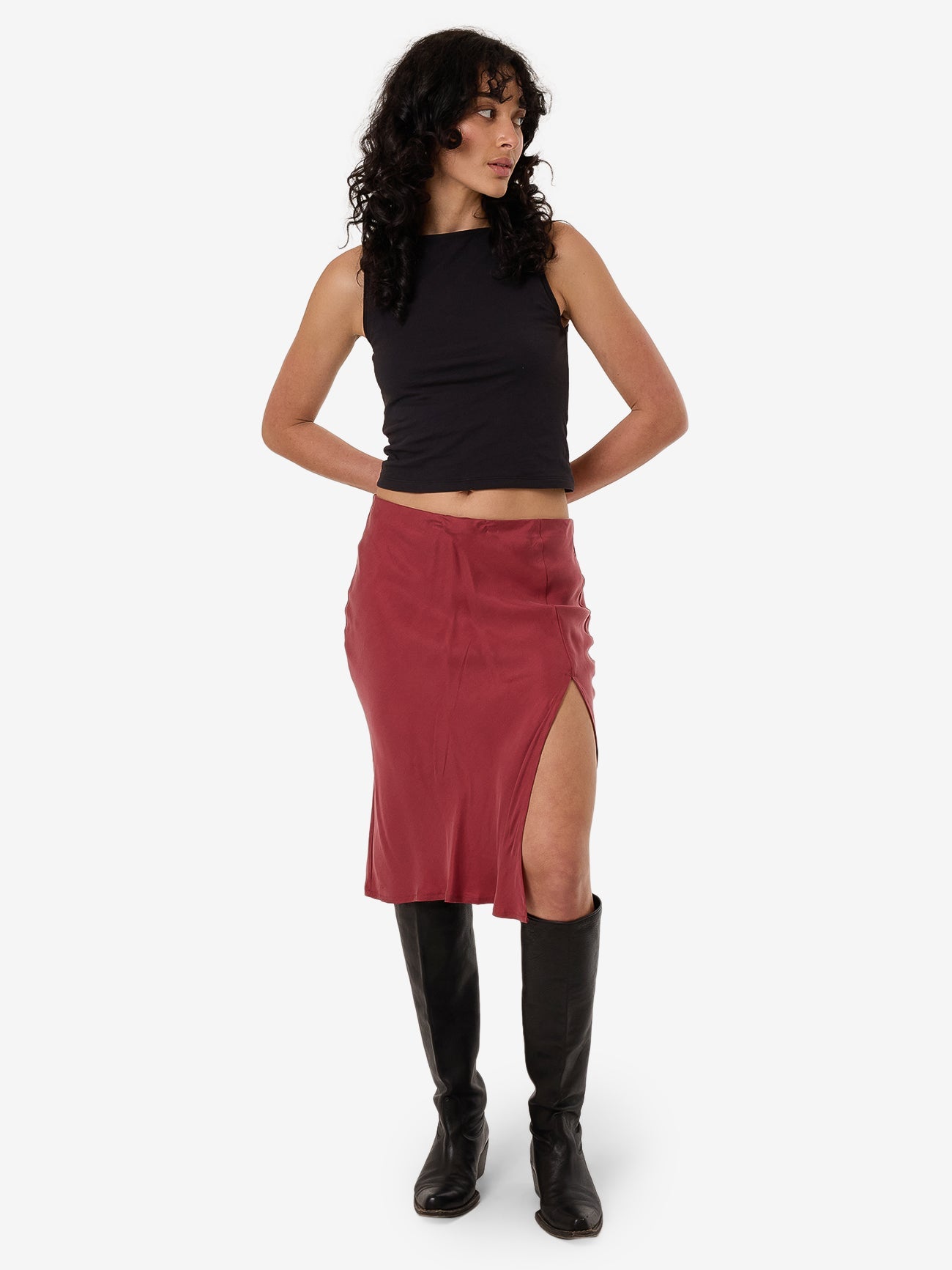 Blair Slip Skirt - Cabernet 4