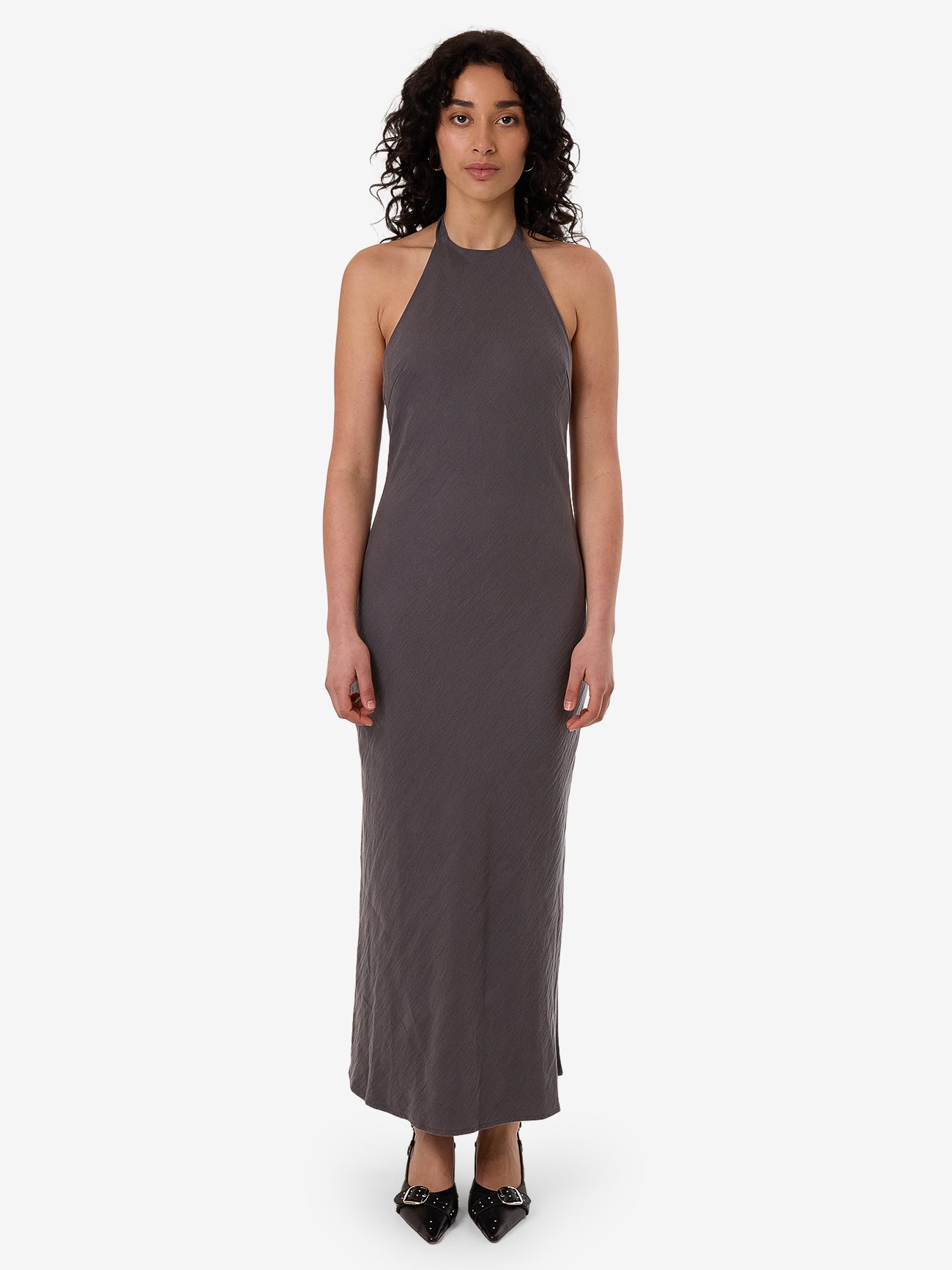 Rumi Halter Bias Dress - Charcoal 4