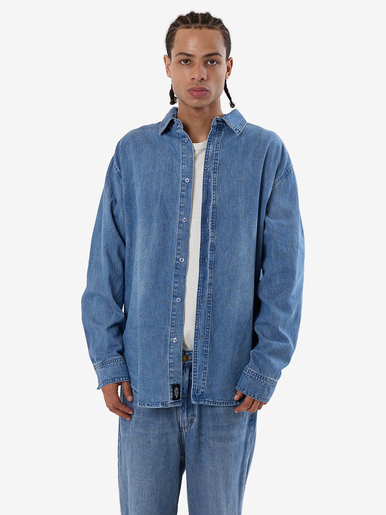 Canyon Oversize Long Sleeve Denim Shirt - Dark Dust Blue