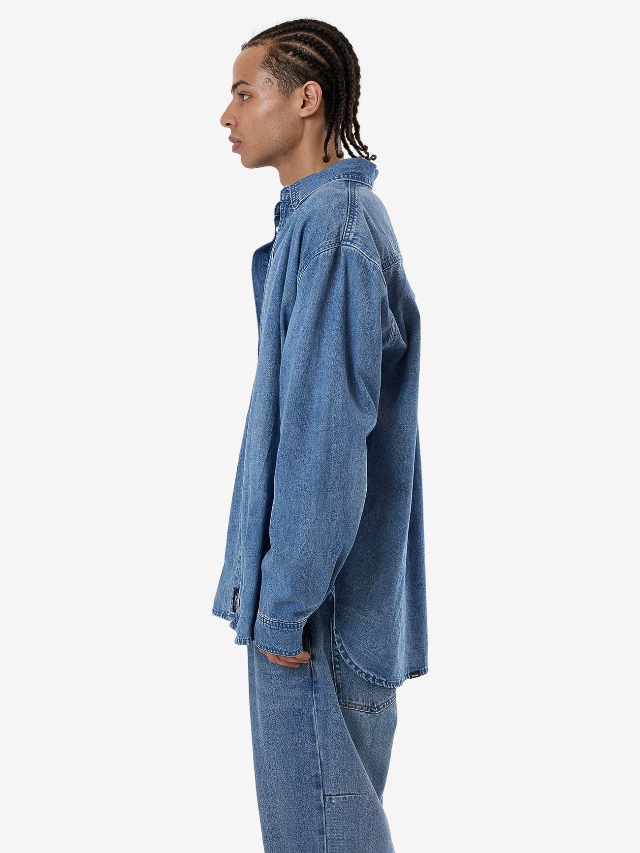 Canyon Oversize Long Sleeve Denim Shirt - Dark Dust Blue