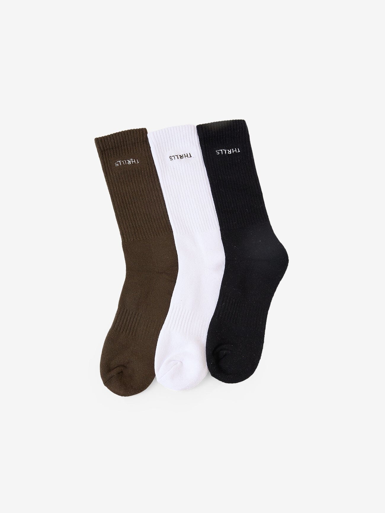 Thrills Minimal 3 Pack Sock - White - Black - Tarmac