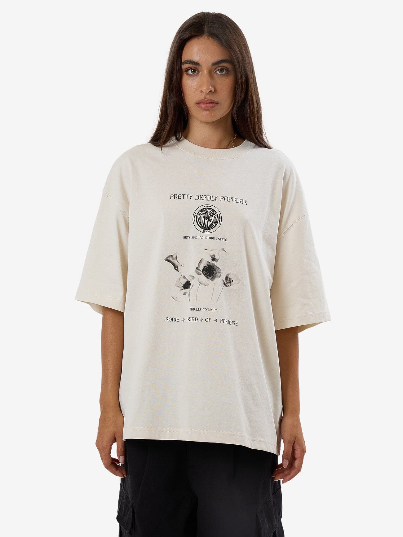 Deadly Posy Oversized Tee - Heritage White 4