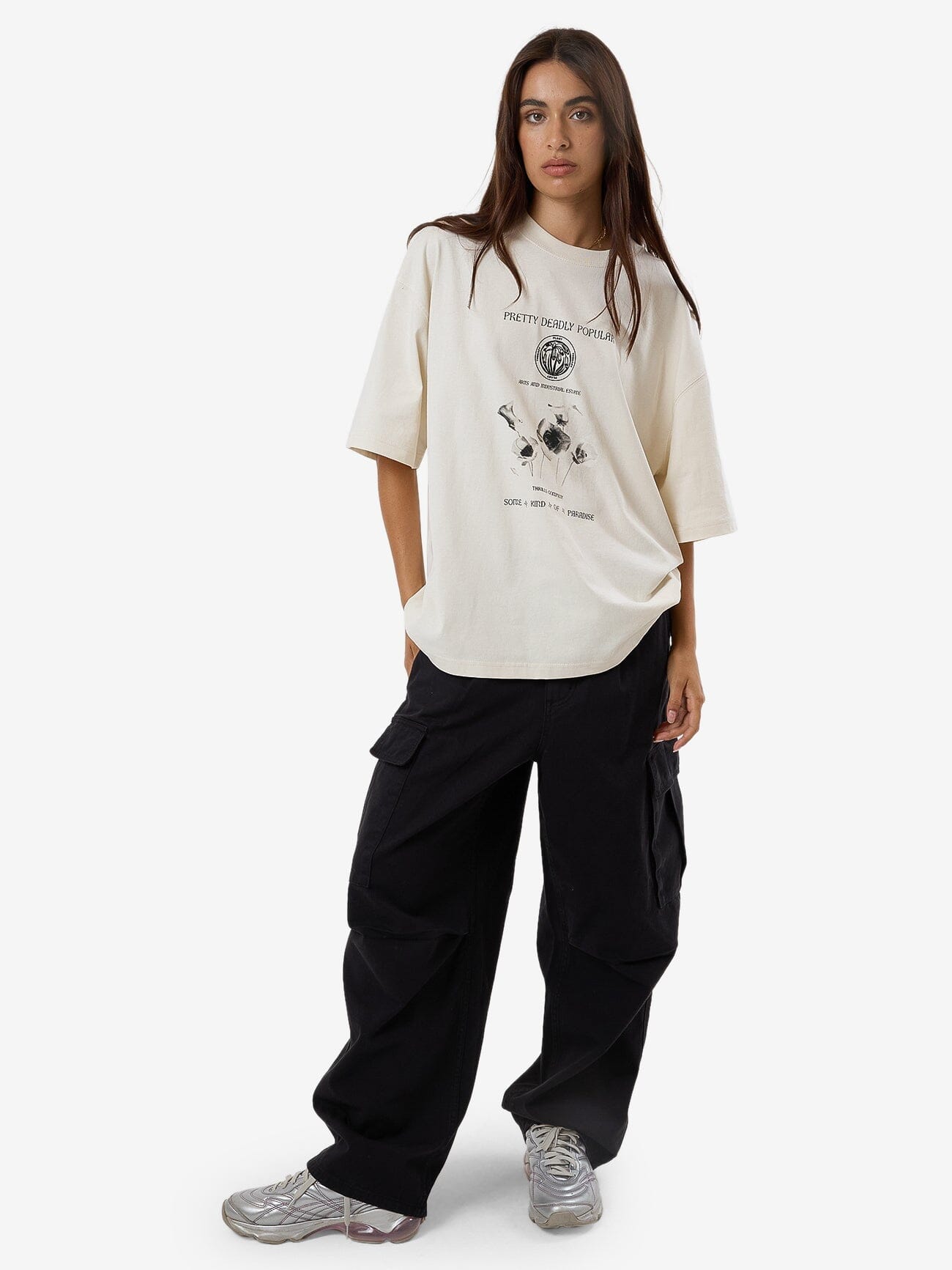 Deadly Posy Oversized Tee - Heritage White