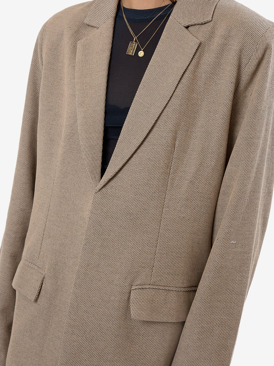 Allegra Twill Suiting Blazer - Tan Black 4