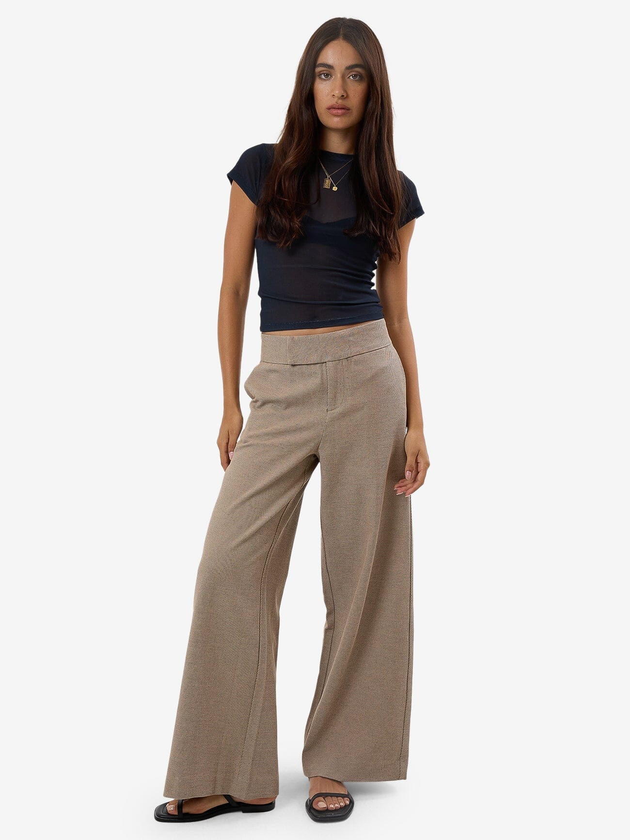 Christina Twill Suiting Trouser - Tan Black