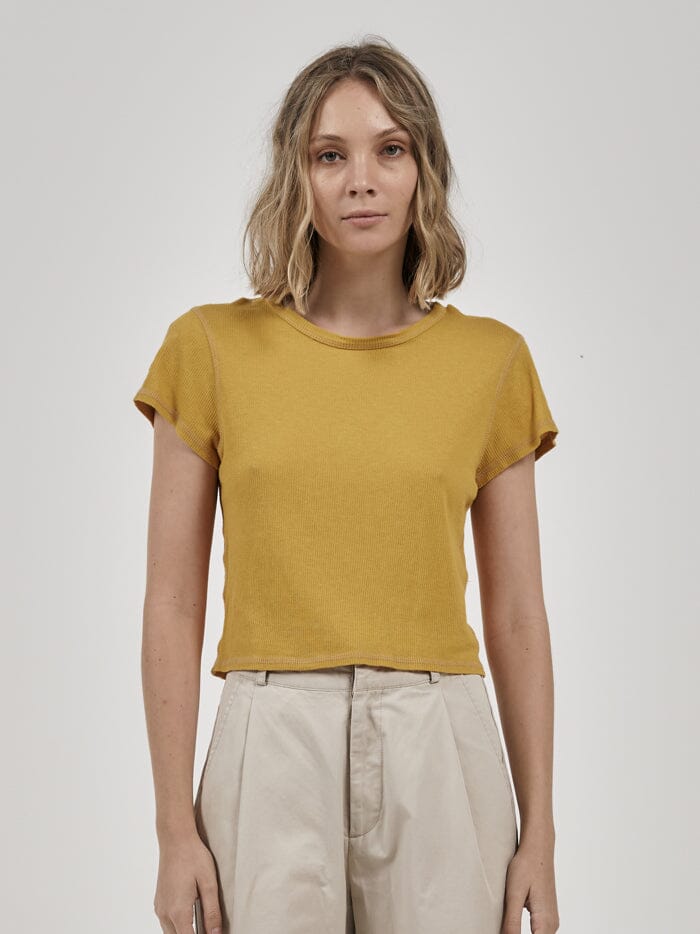 Hemp Paper Rib Micro Tee - Mineral Yellow