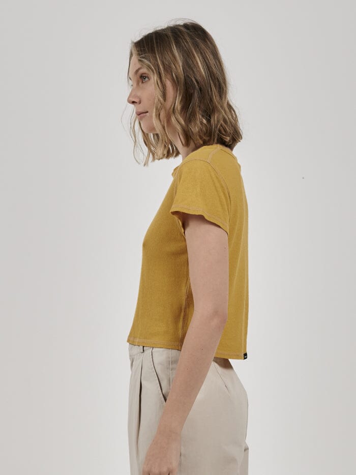 Hemp Paper Rib Micro Tee - Mineral Yellow