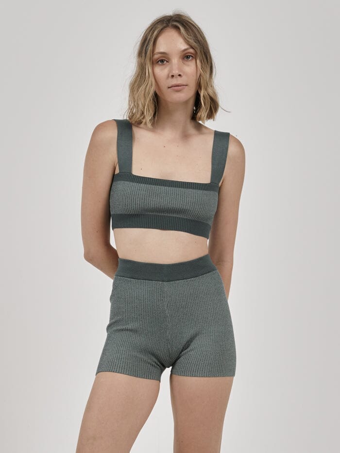 Love Me Not Knit Crop - Mallard Green