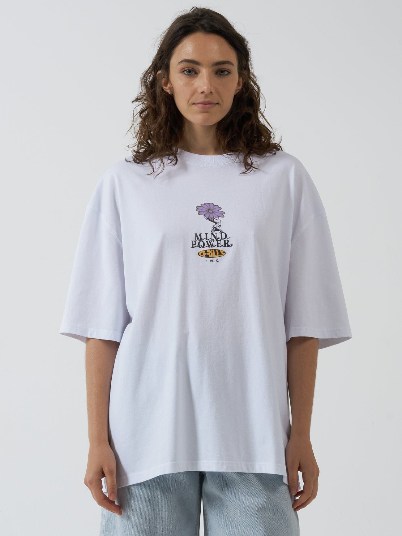 Mind Power Oversized Tee - White