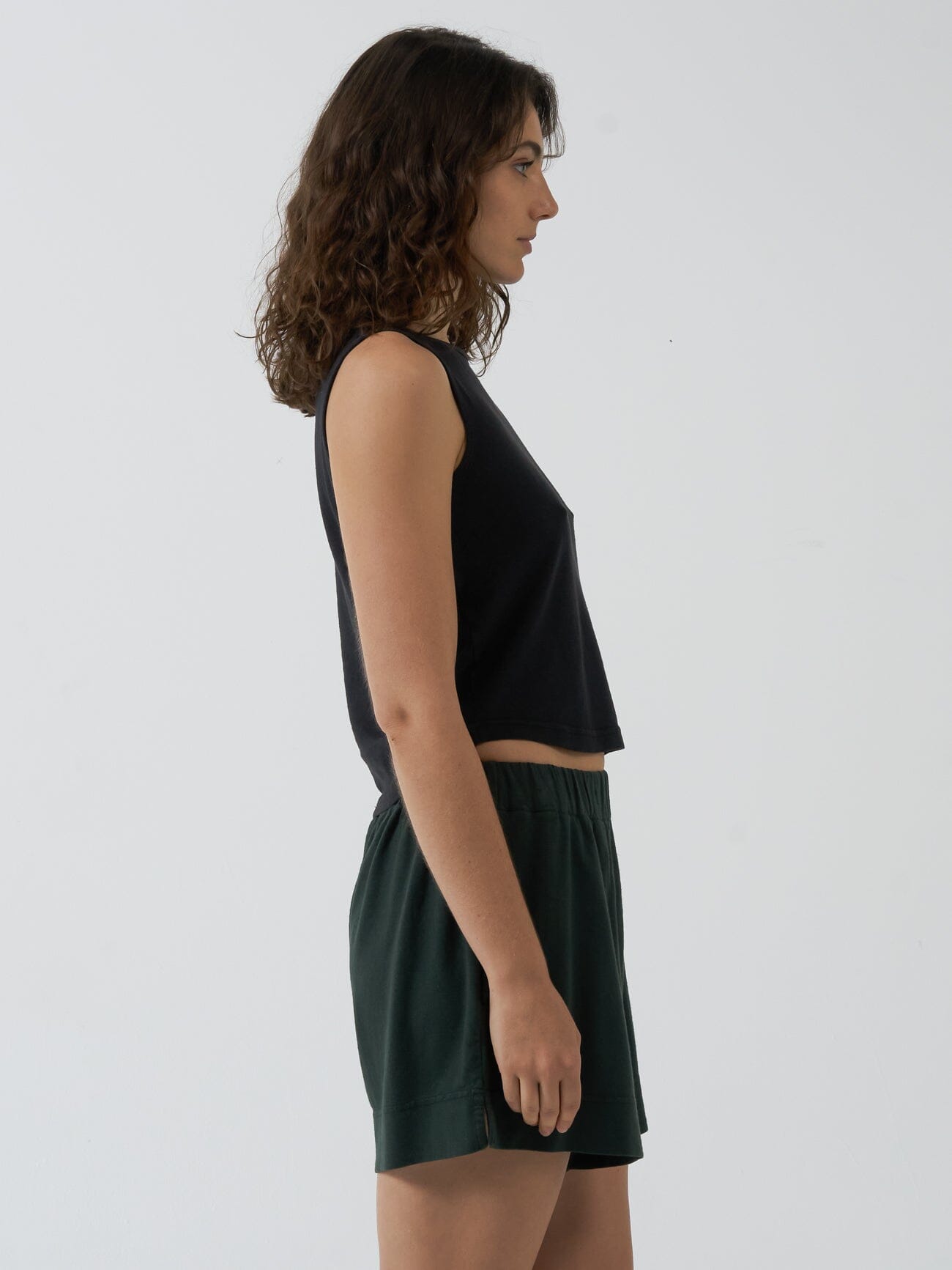 Hemp Mid Rise Short - Deep Emerald