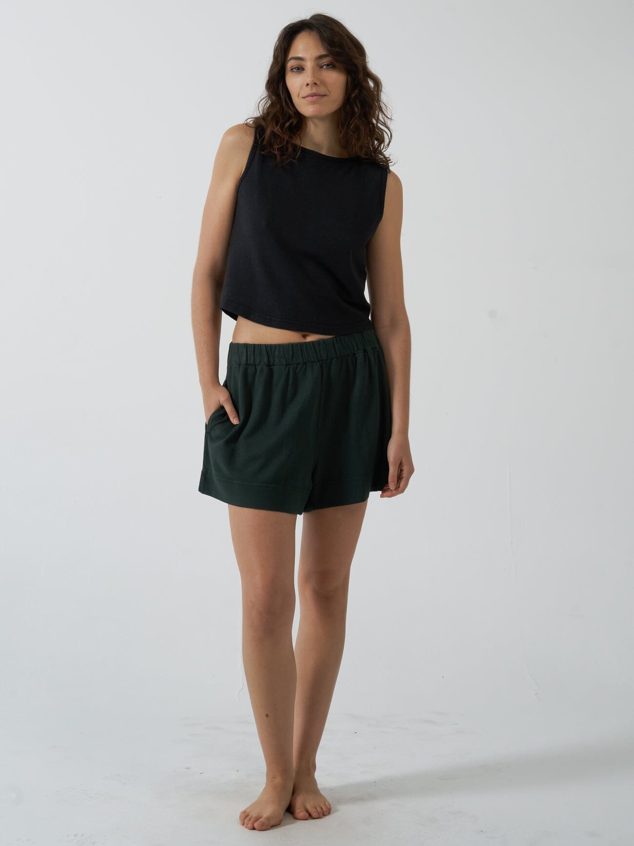 Hemp Mid Rise Short - Deep Emerald