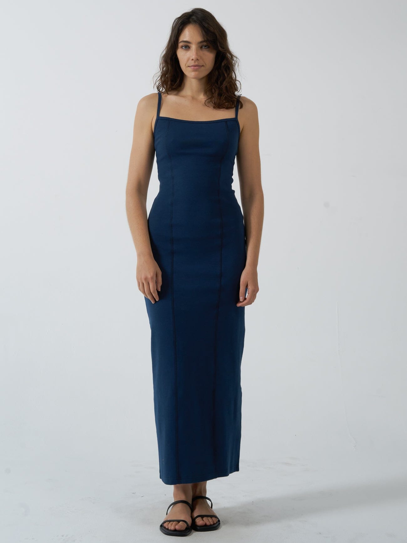 Rib Seam Dress - Sea Blue