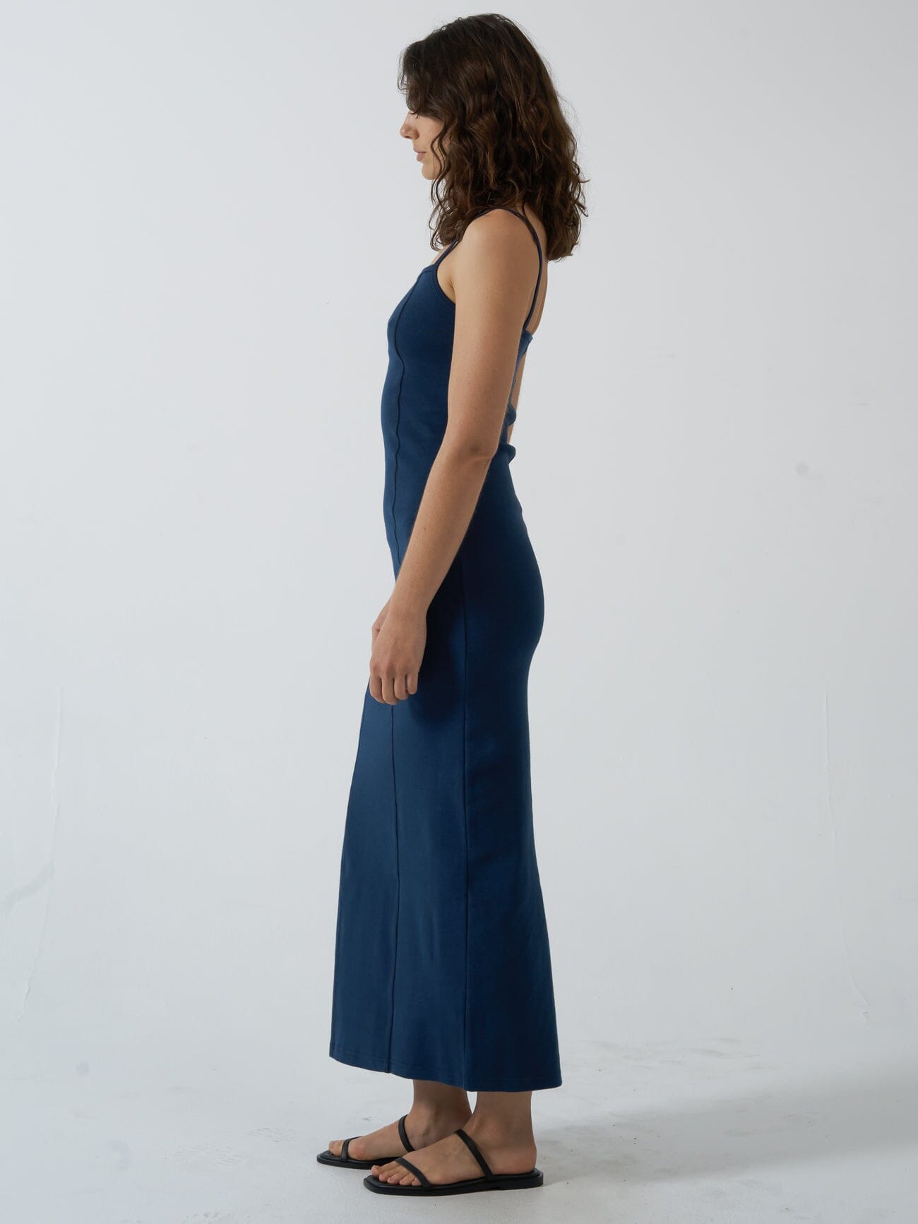 Rib Seam Dress - Sea Blue