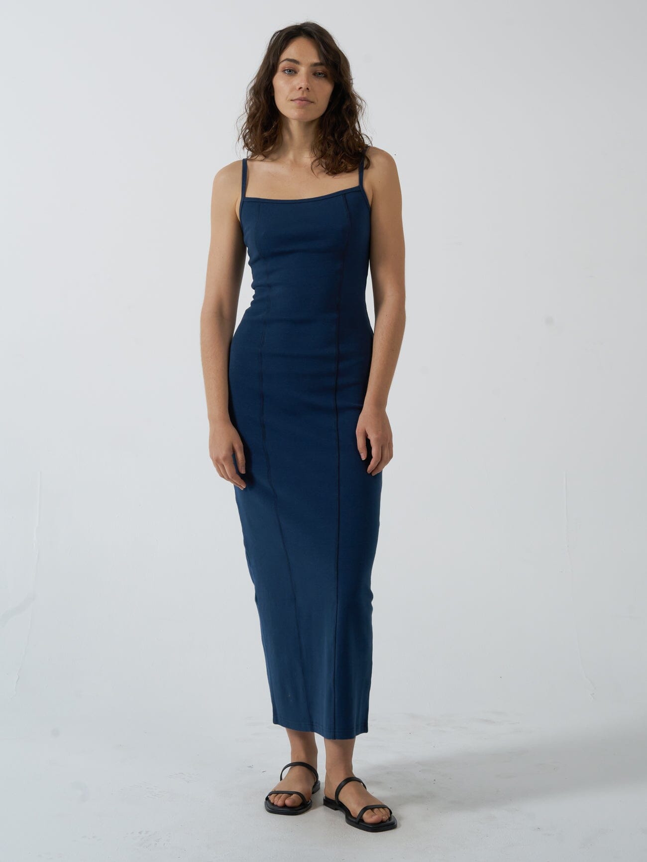 Rib Seam Dress - Sea Blue