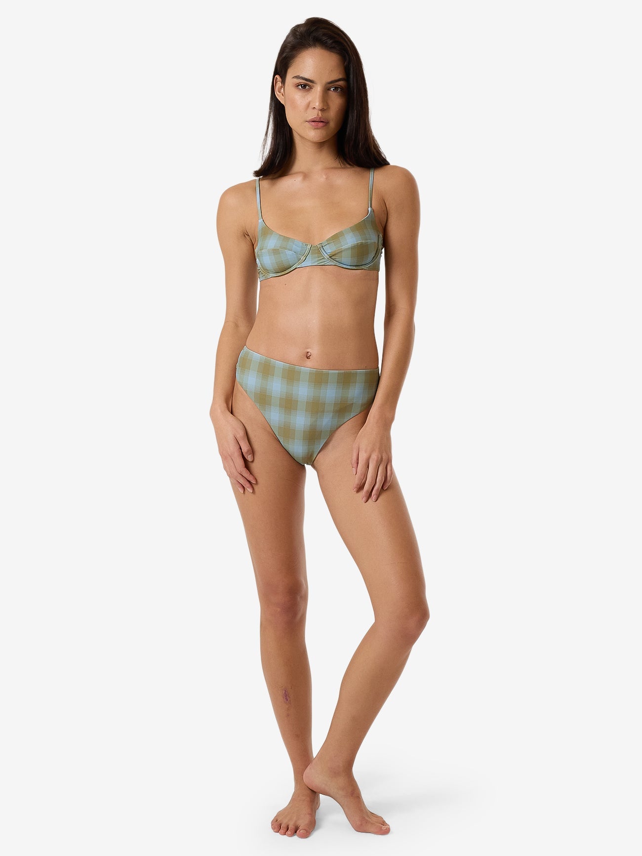 Ansley 90S High Cut Bikini Bottom - Blue Stone 4