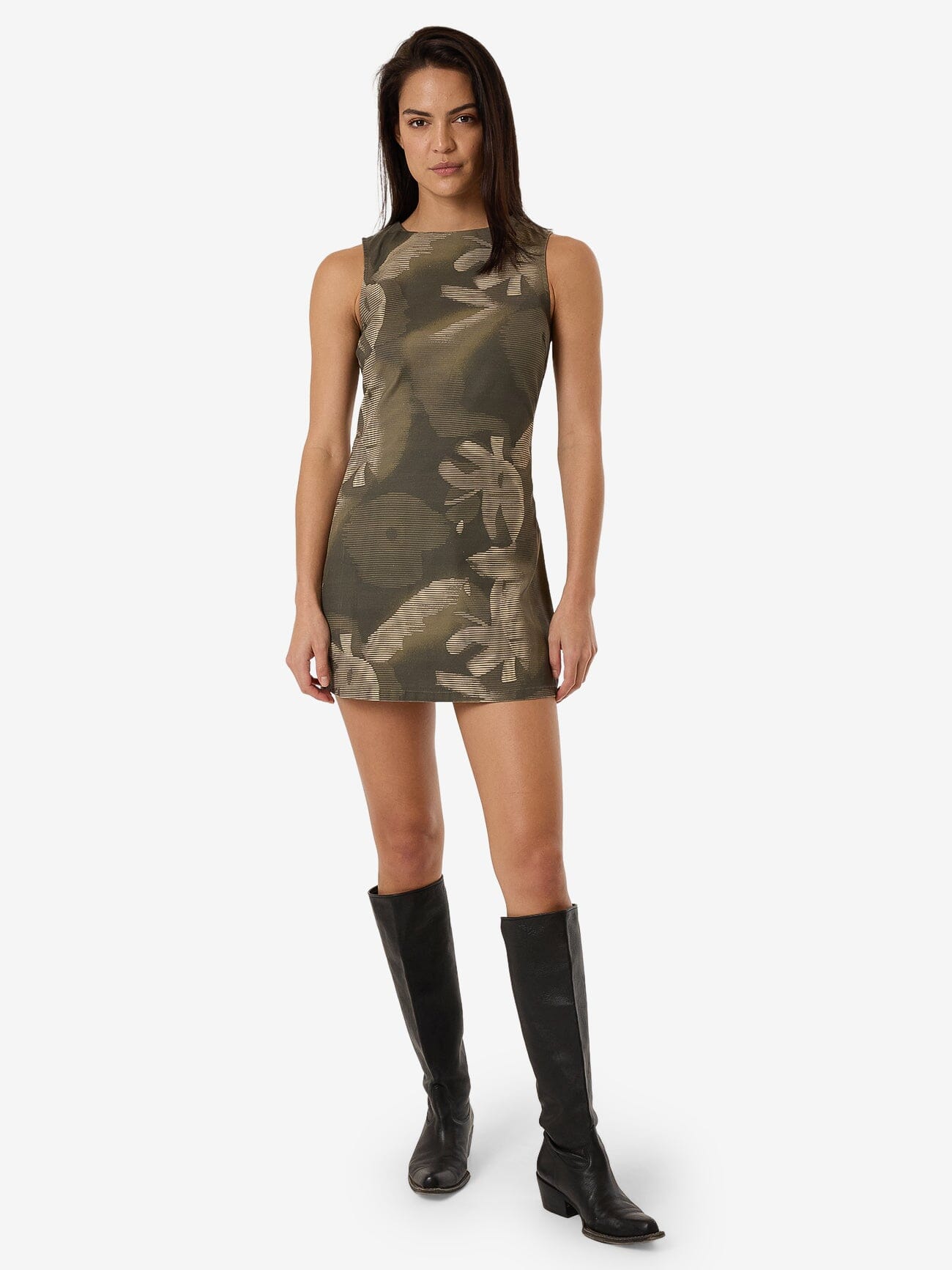 Flora Haze Sateen Dress - Brindle 4