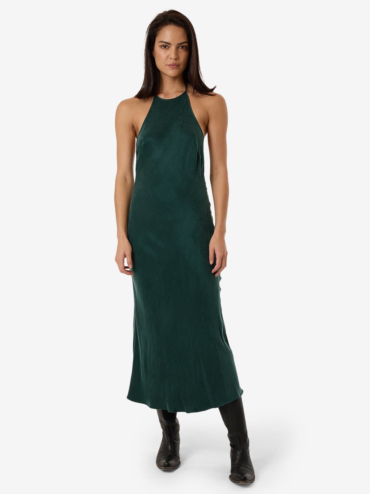 Jett Halter Bias Dress - Deep Emerald 4