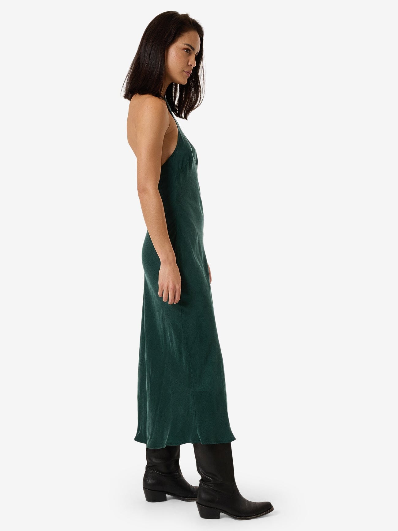 Jett Halter Bias Dress - Deep Emerald 4