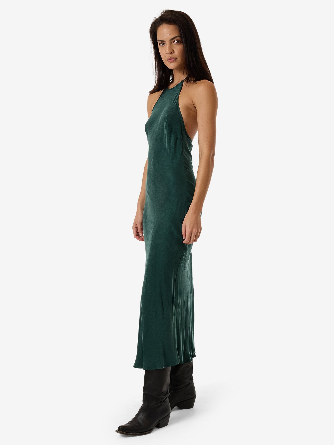 Jett Halter Bias Dress - Deep Emerald 4