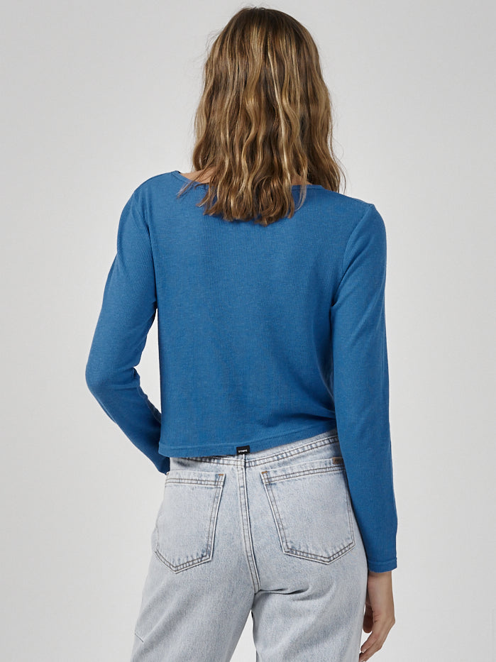 Hemp Paper Rib LS Mini Tee - Lapis Blue