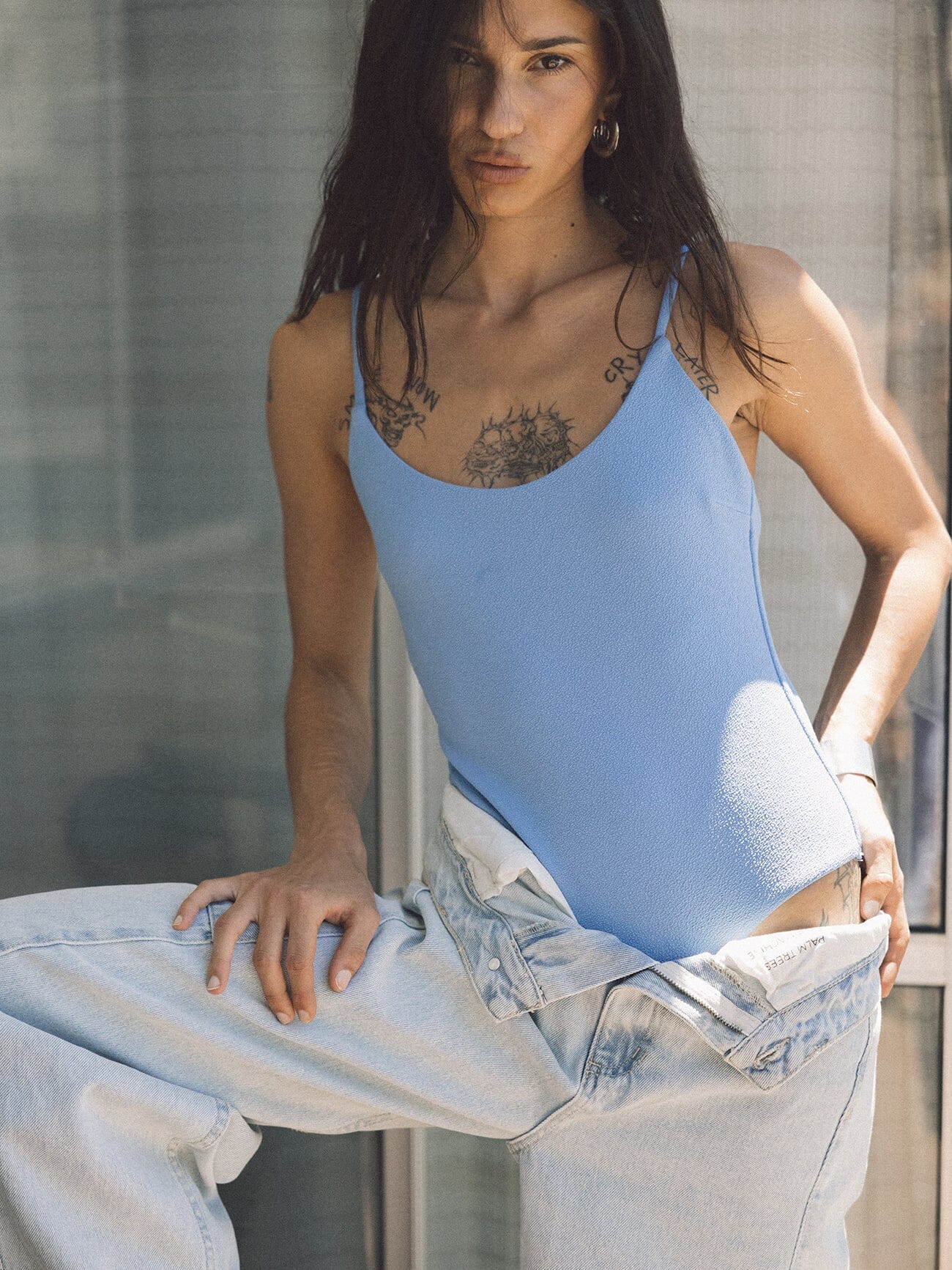 Adira Classic V-Neck One Piece - Postal Blue