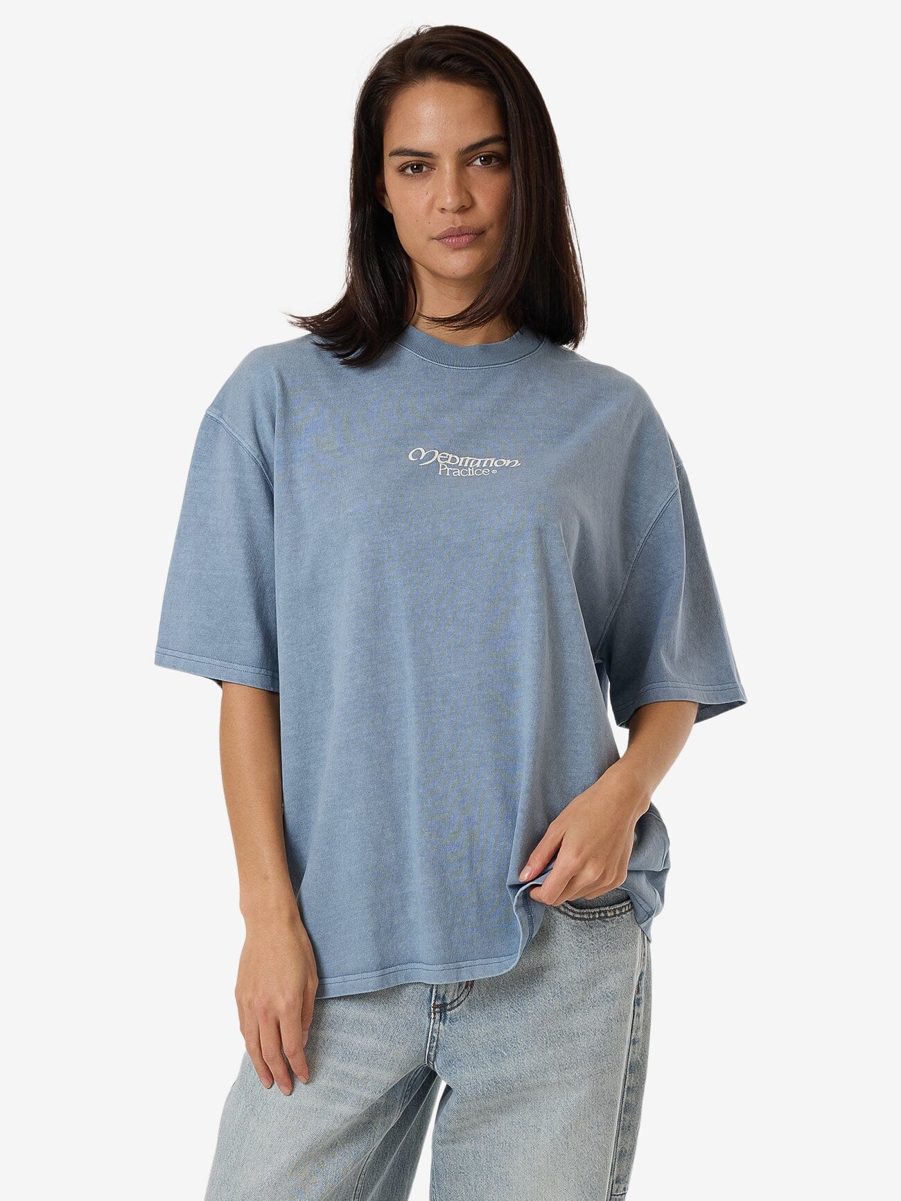 Meditation Practice Oversized Tee - Dusty Blue 4