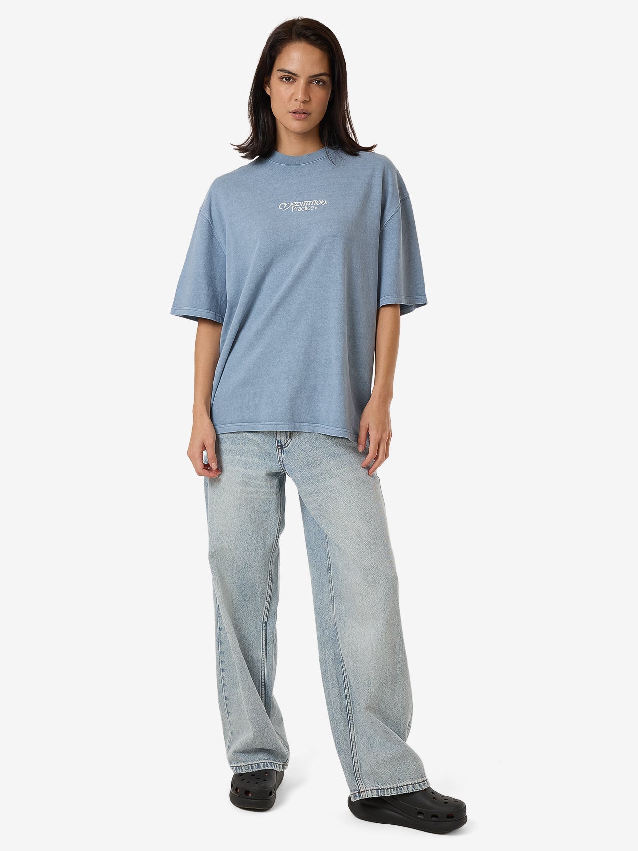 Meditation Practice Oversized Tee - Dusty Blue 4