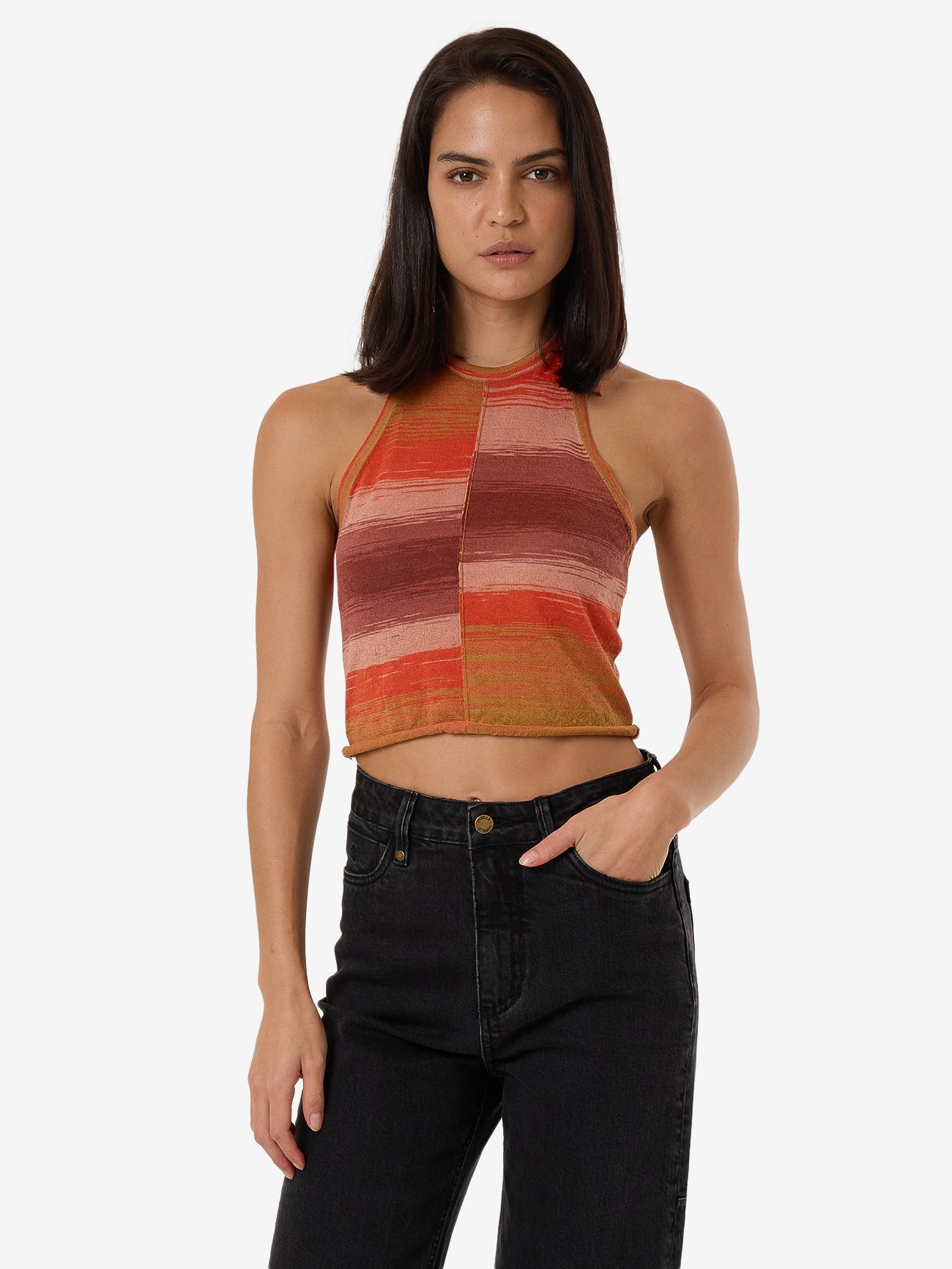 Rise Knit Halter Top - Berry 4