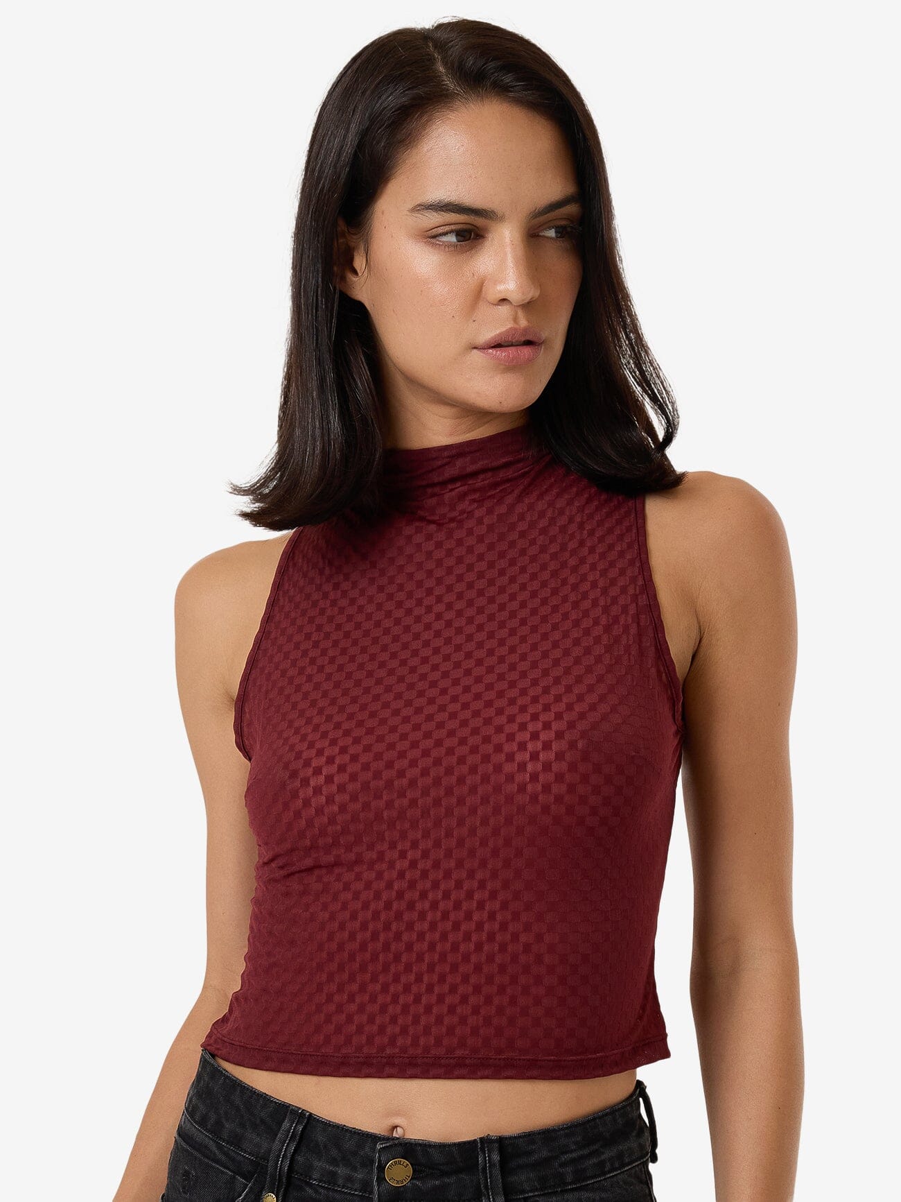 Petra Mesh Top - Dark Cherry 4