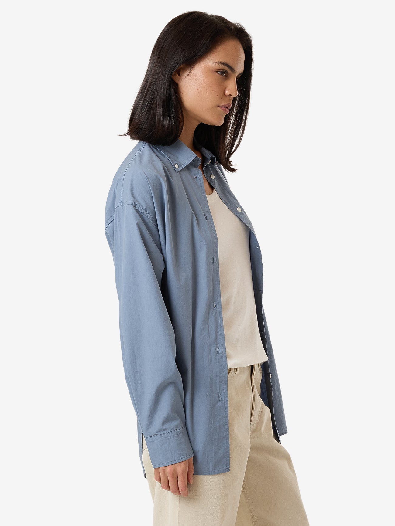 Maxwell Poplin Oversized Shirt - Dusty Blue 4