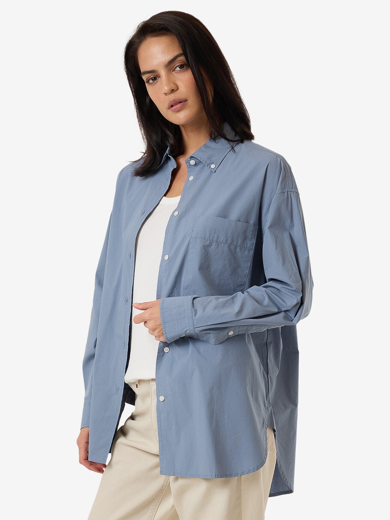 Maxwell Poplin Oversized Shirt - Dusty Blue 4