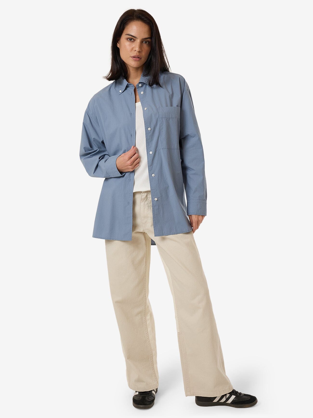 Maxwell Poplin Oversized Shirt - Dusty Blue 4