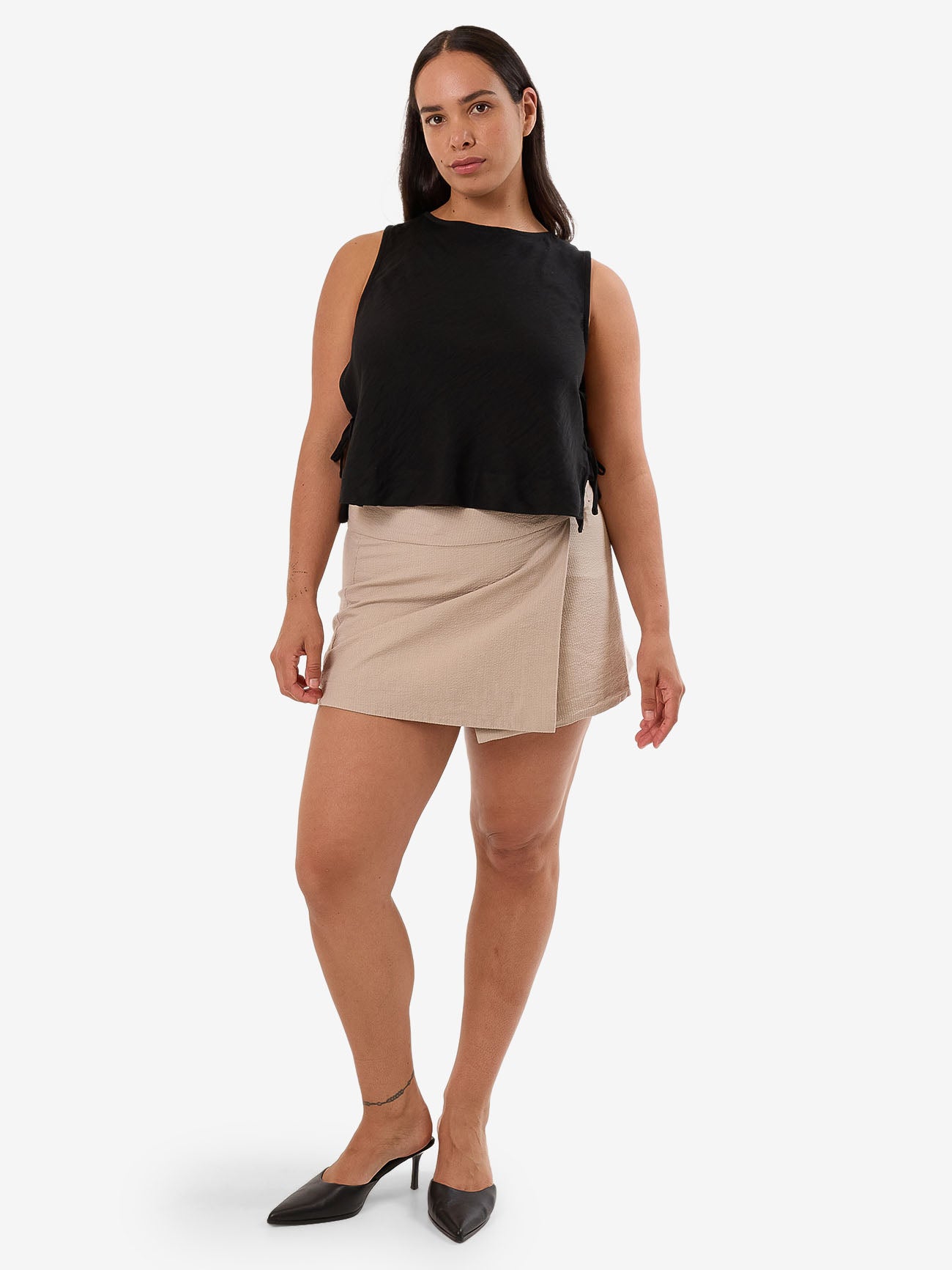 Miramar Mini Wrap Skirt - Stone