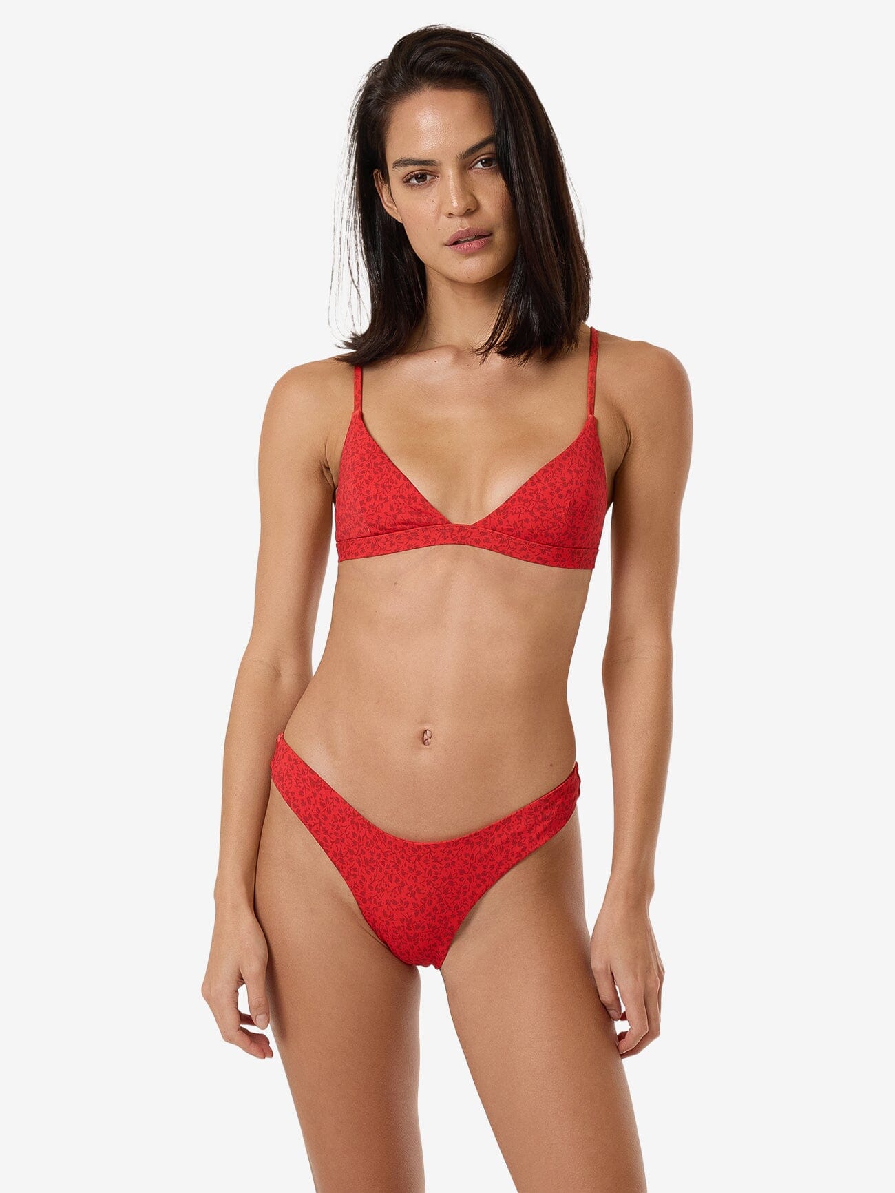 Zinnia Fixed Triangle Bikini Top - Flame Red 4