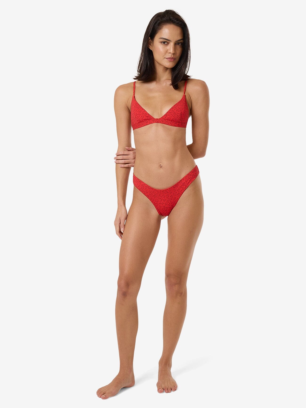 Zinnia Fixed Triangle Bikini Top - Flame Red 4