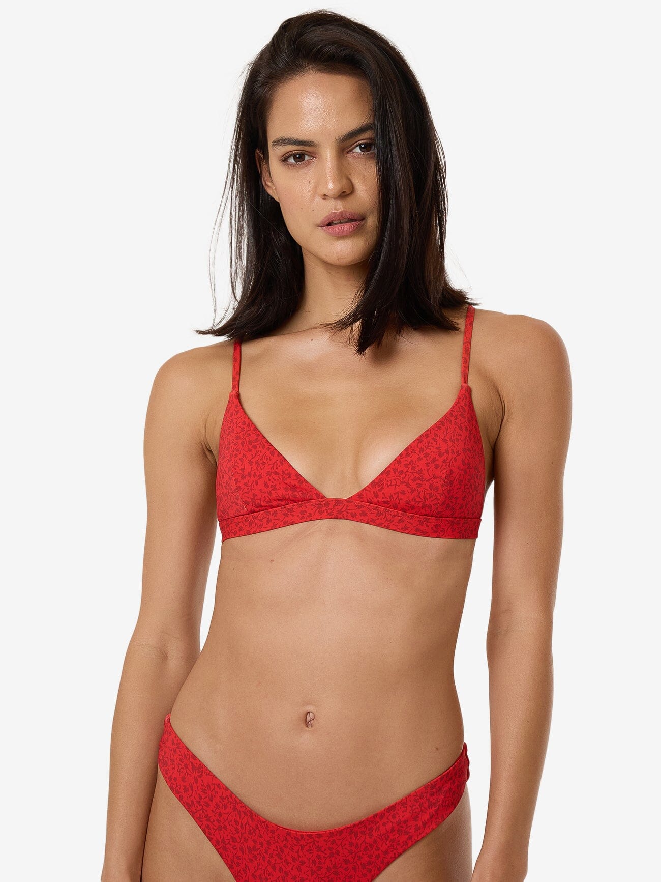 Zinnia Fixed Triangle Bikini Top - Flame Red 4