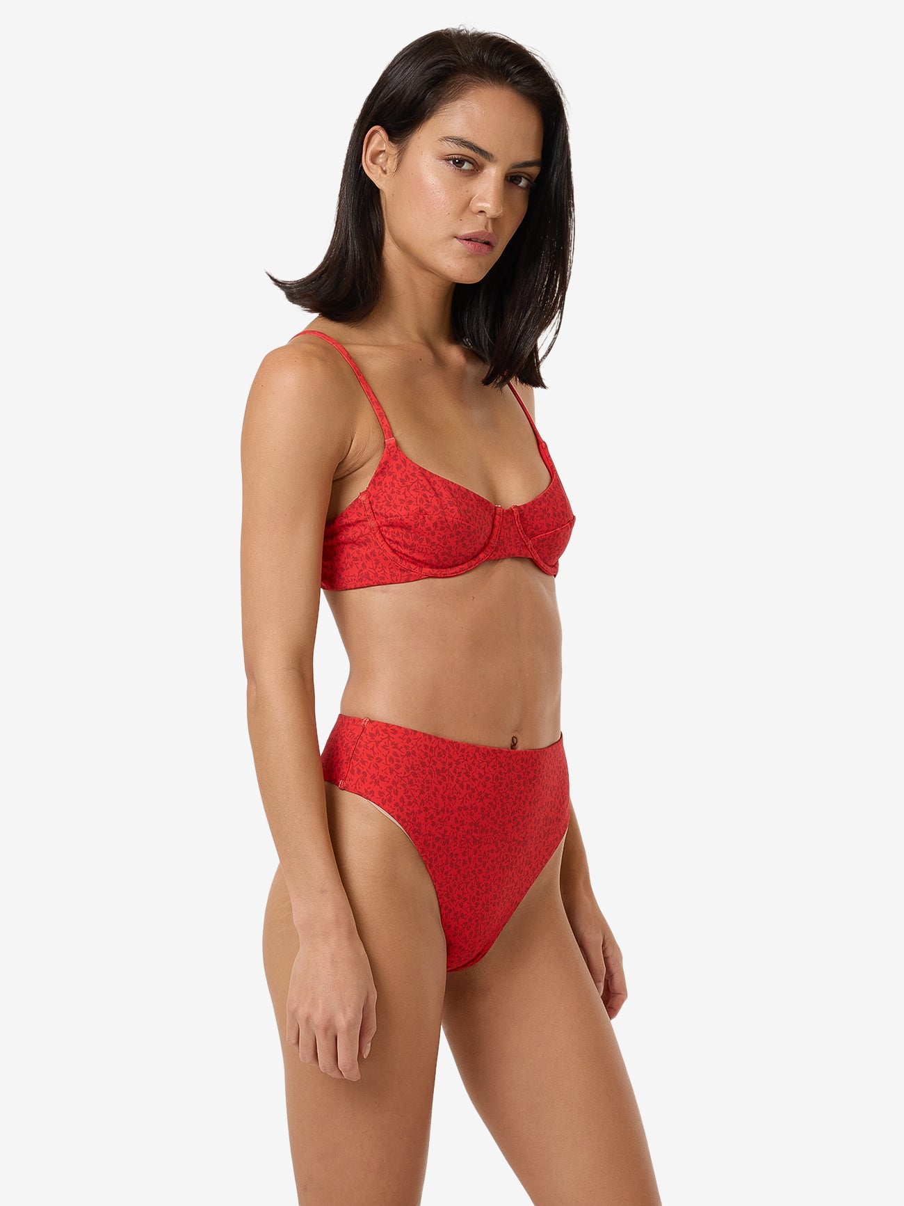 Zinnia 90S High Cut Bikini Bottom - Flame Red 4