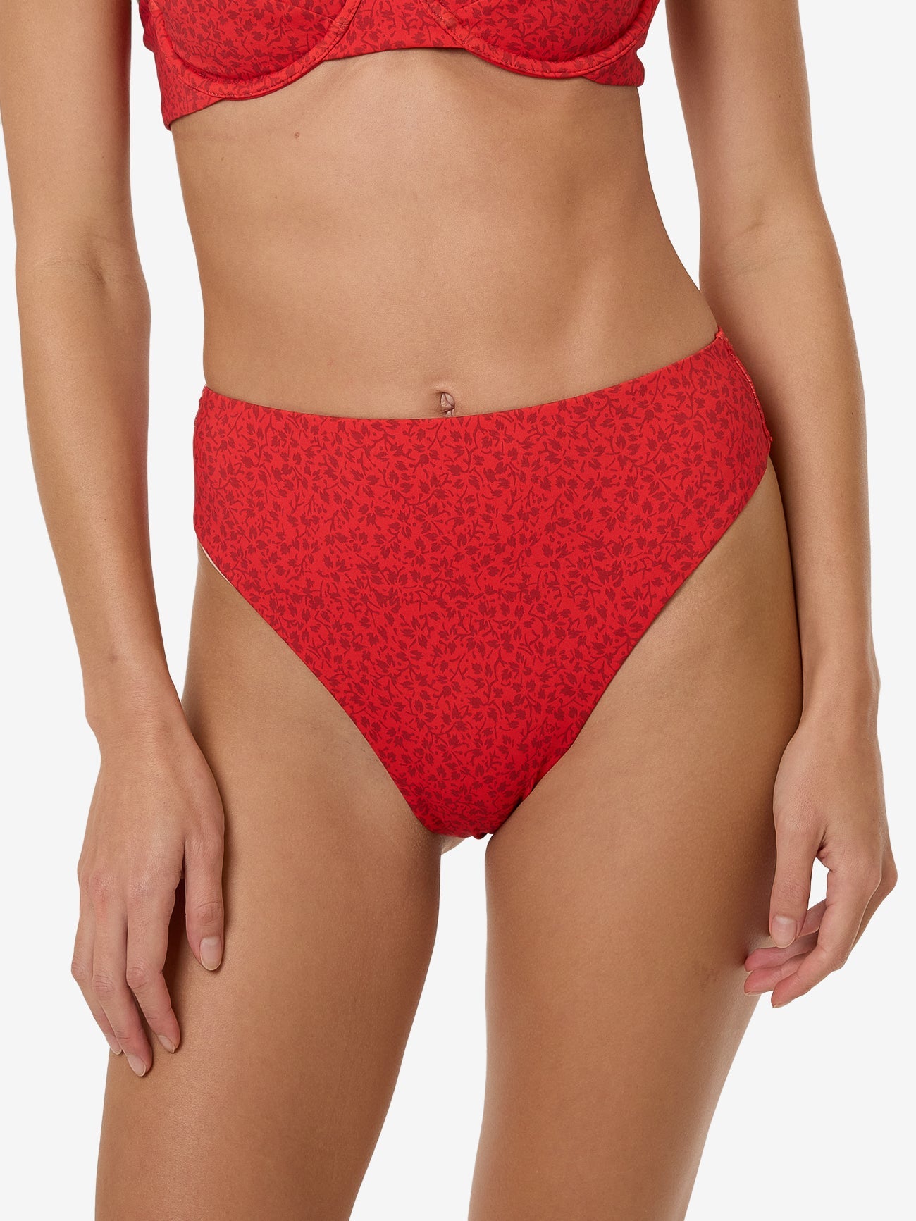 Zinnia 90S High Cut Bikini Bottom - Flame Red 4