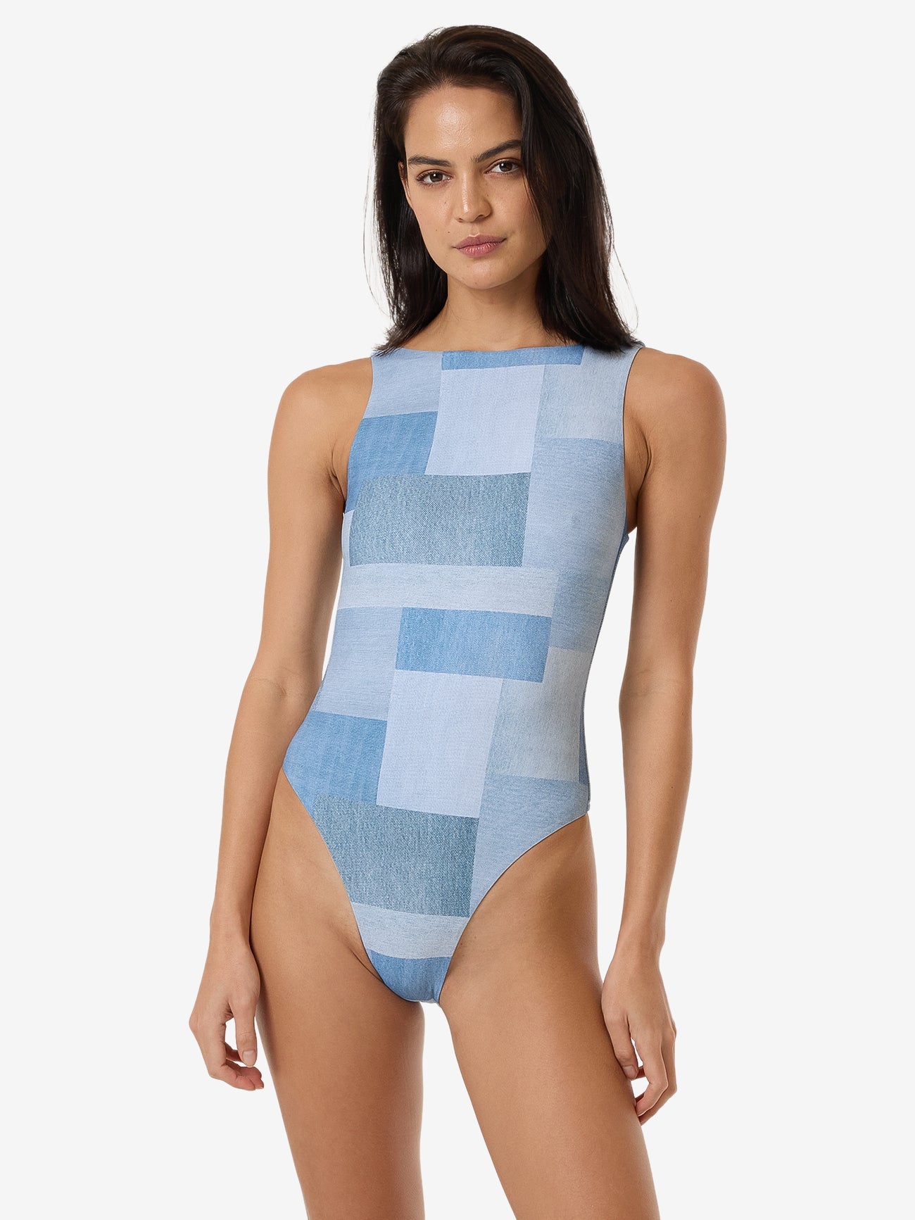 Shades Of Indigo High Neck One Piece - Blue 4