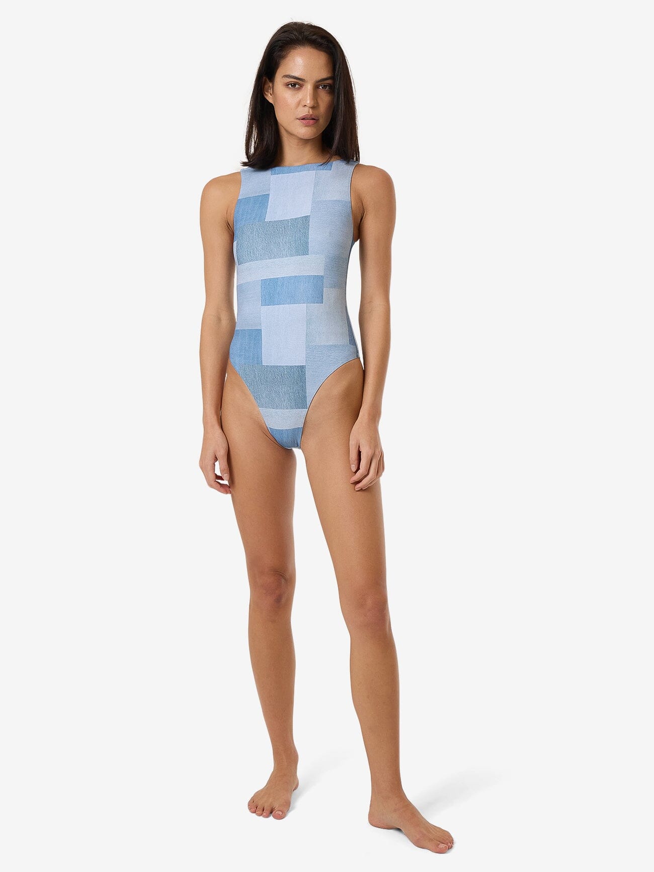 Shades Of Indigo High Neck One Piece - Blue 4