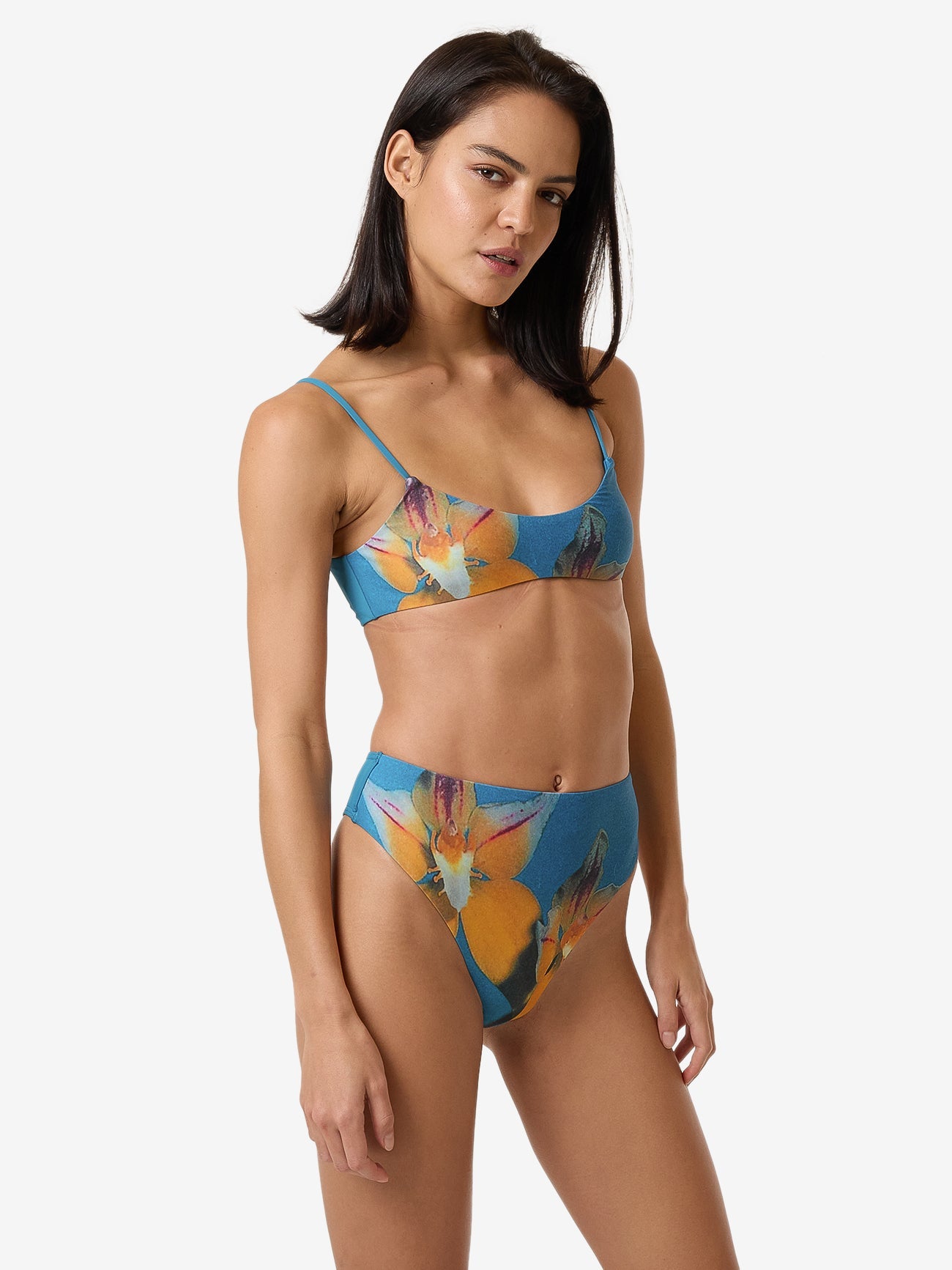 Flower Society Crop Bikini Top - Stella Blue 4