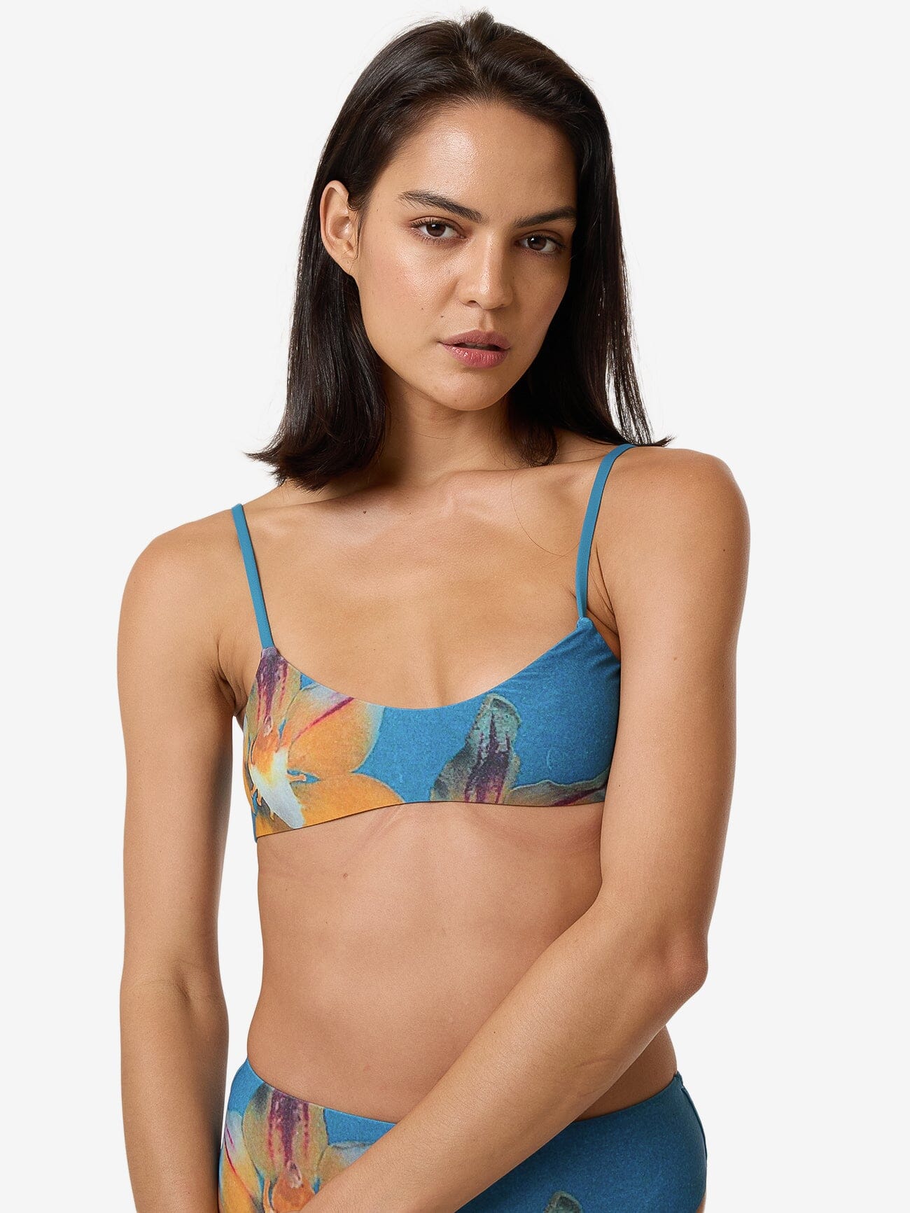 Flower Society Crop Bikini Top - Stella Blue 4